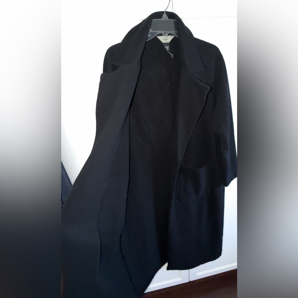 Vuori Restore Trench Coat Black Women's Longline Sz Large Lagenlook Minimalist - Picture 12 of 15